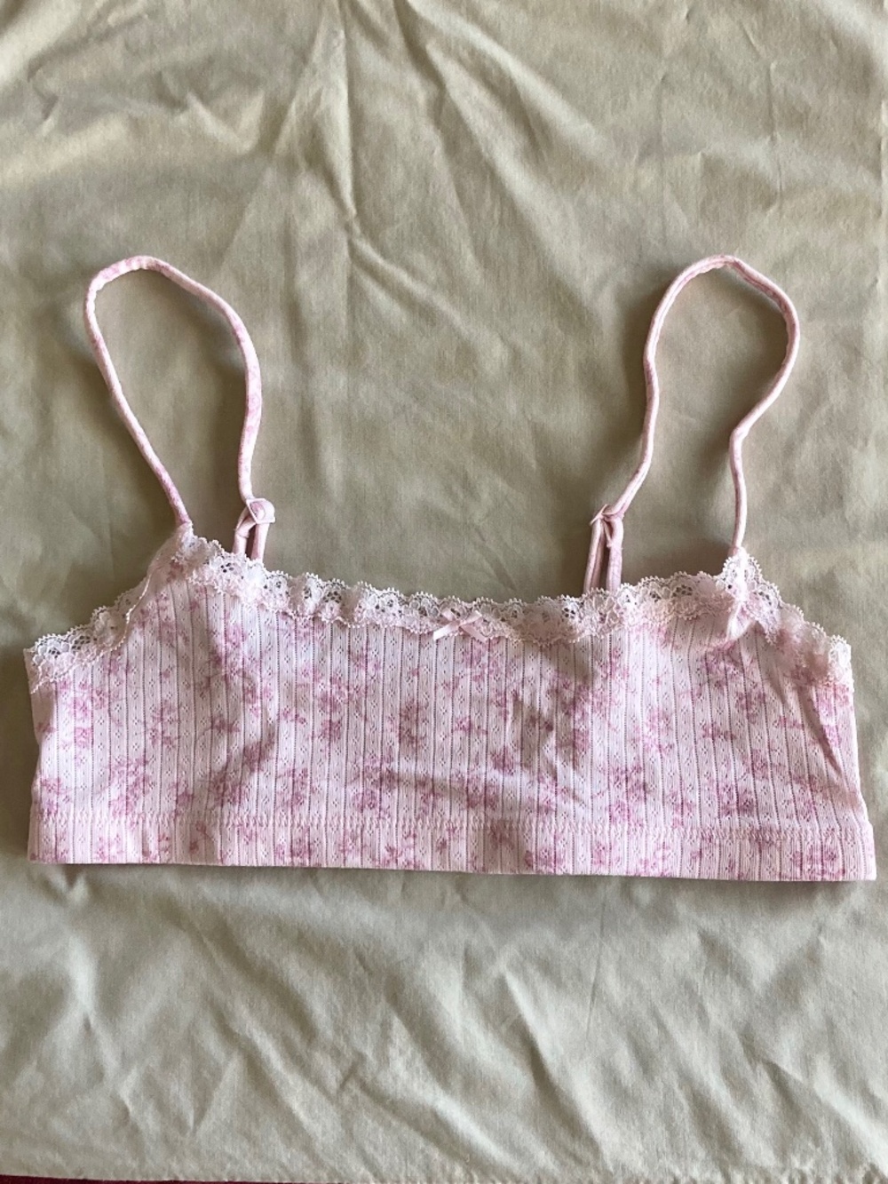 Skims Pointelle Scoop Bralette in Floral Print - NWOT, Size Medium